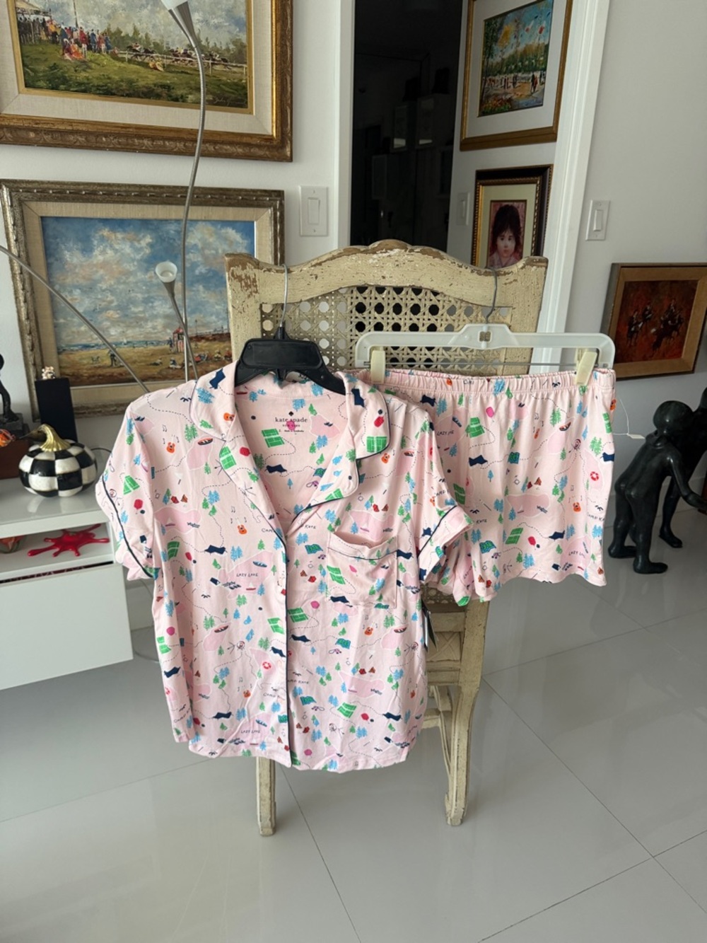 kate spade Pink Multicolor Summer By the Lake Theme Printed Short Pajama Set